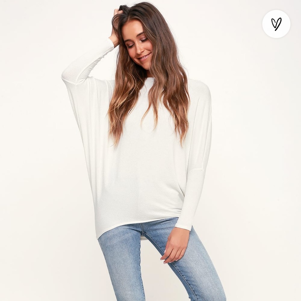 Lulu’s Verla Washed Ivory Dolman Sleeve SweaterTop